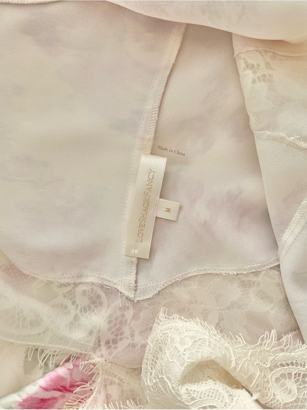 LOVESHACKFANCY Serene Slip Dress Vanilla Sorbet Medium Floral Lace Trim Romantic - Picture 5 of 8
